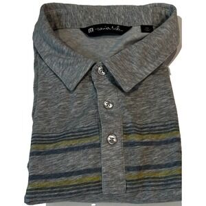 Travis Mathew Men's Performance Golf Polo Shirt XXL Gray with Horizontal Stripes